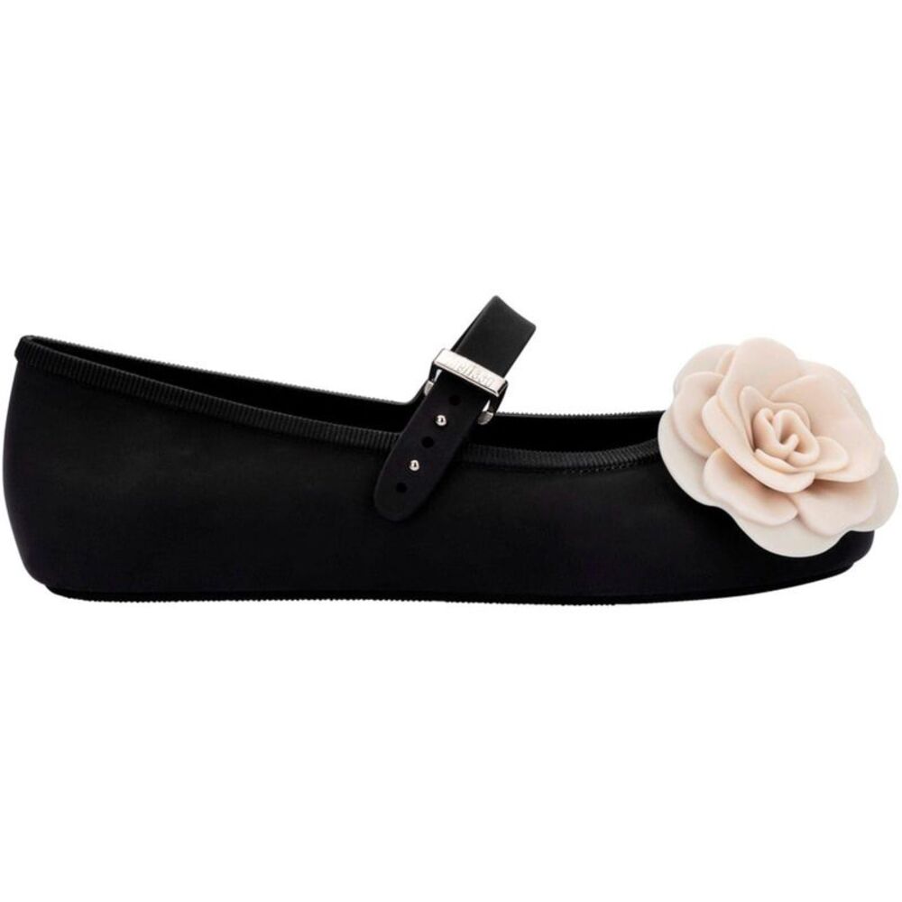 Melissa Baby Girls Floral Flat Mary Janes / Black/Beige